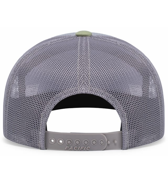 6 Panel Arch Trucker Snapback Oliva | Hetaher Gray