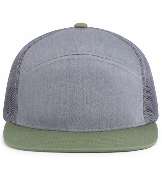6 Panel Arch Trucker Snapback Oliva | Hetaher Gray