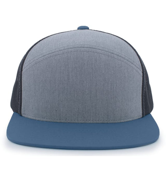 6 Panel Arch Trucker Snapback Heather Gray | Slate Blue