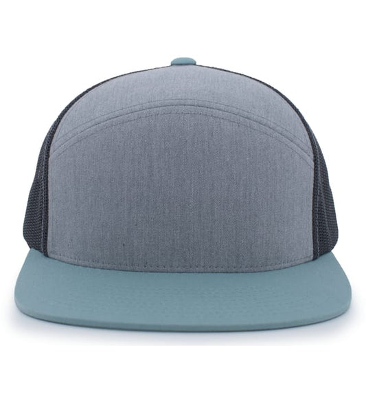 6 Panel Arch Trucker Snapback Heather Gray | Smoke Blue