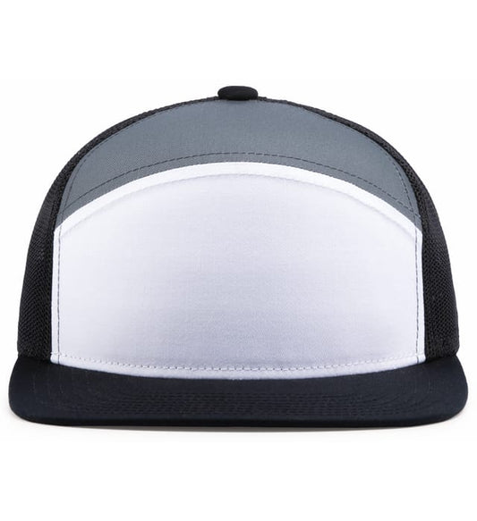 6 Panel Arch Trucker Snapback Blanco | Graphite | Negro