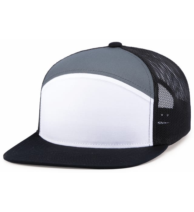 6 Panel Arch Trucker Snapback Blanco | Graphite | Negro