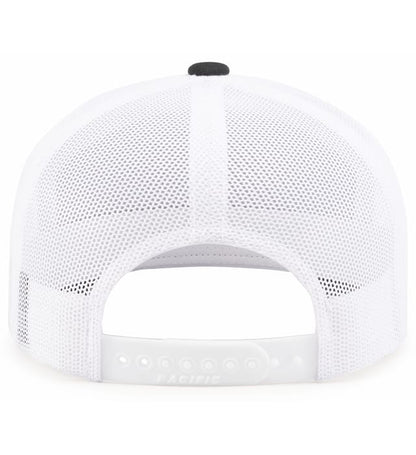 6 Panel Arch Trucker Snapback Navy | Blanco