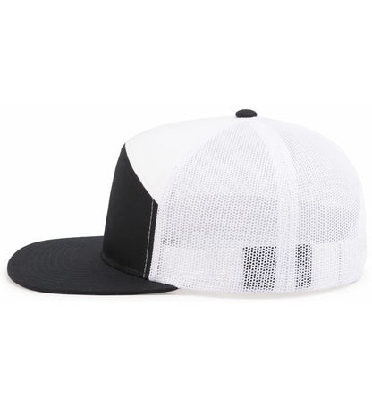 6 Panel Arch Trucker Snapback Navy | Blanco
