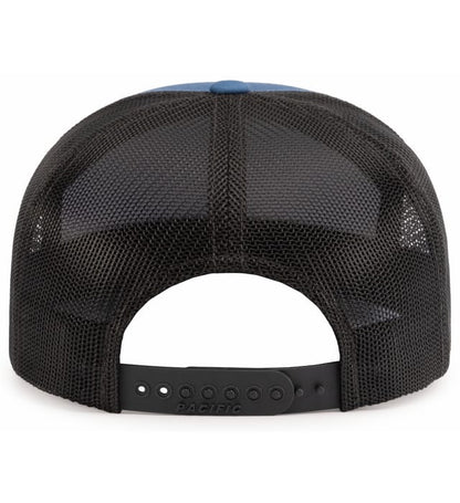 6 Panel Arch Trucker Snapback Ocean Blue | Lt. Charcoal