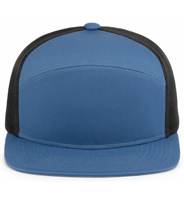 6 Panel Arch Trucker Snapback Ocean Blue | Lt. Charcoal