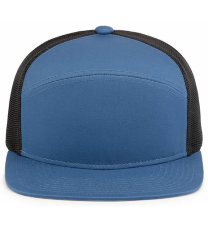 6 Panel Arch Trucker Snapback Ocean Blue | Lt. Charcoal