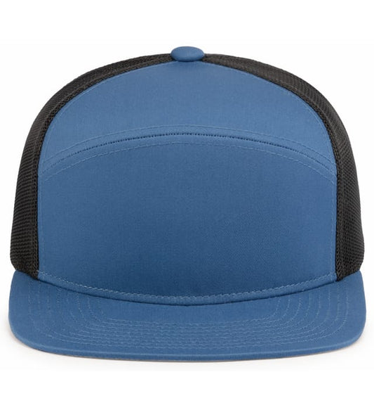 6 Panel Arch Trucker Snapback Ocean Blue | Lt. Charcoal