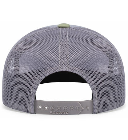 6 Panel Arch Trucker Snapback Oliva | Hetaher Gray
