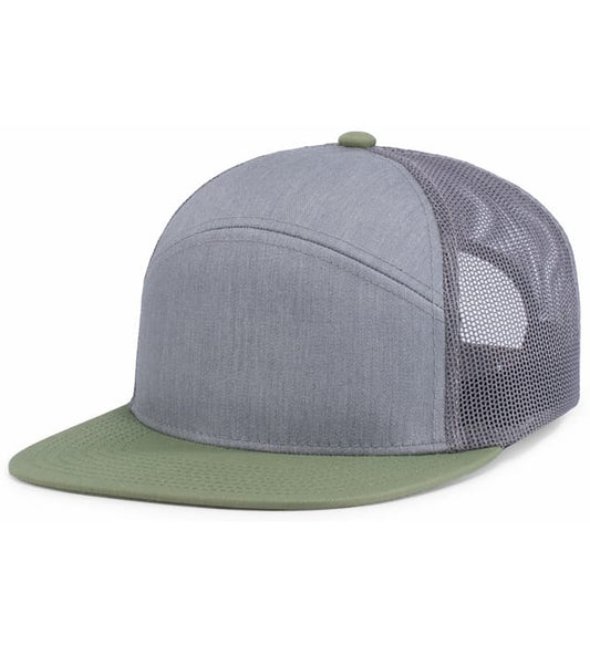 6 Panel Arch Trucker Snapback Oliva | Hetaher Gray