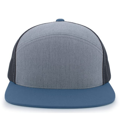 6 Panel Arch Trucker Snapback Heather Gray | Slate Blue
