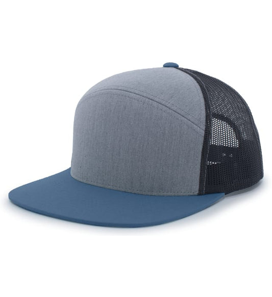 6 Panel Arch Trucker Snapback Heather Gray | Slate Blue
