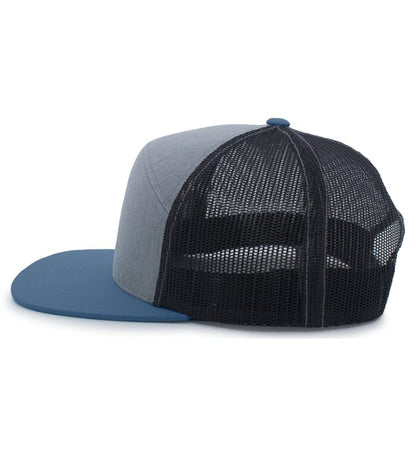 6 Panel Arch Trucker Snapback Heather Gray | Slate Blue