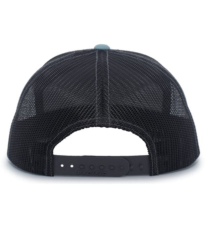 6 Panel Arch Trucker Snapback Heather Gray | Smoke Blue