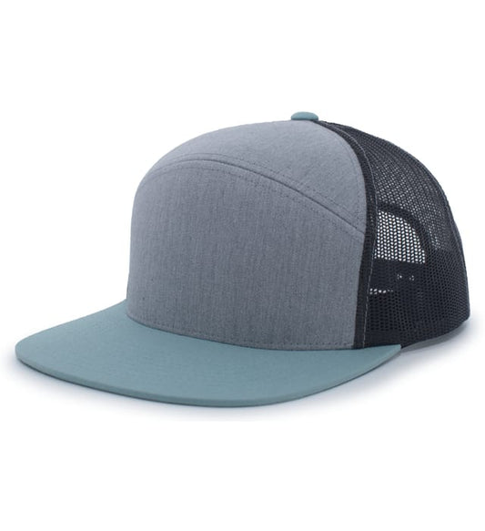 6 Panel Arch Trucker Snapback Heather Gray | Smoke Blue