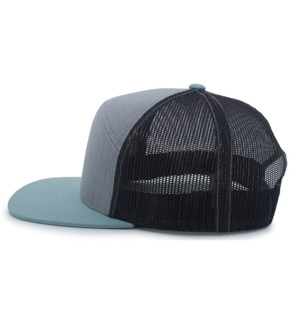 6 Panel Arch Trucker Snapback Heather Gray | Smoke Blue