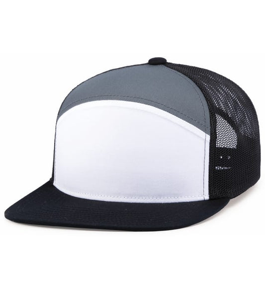 6 Panel Arch Trucker Snapback Blanco | Graphite | Negro