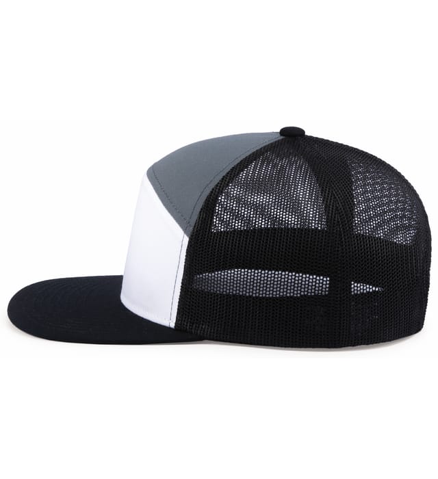 6 Panel Arch Trucker Snapback Blanco | Graphite | Negro